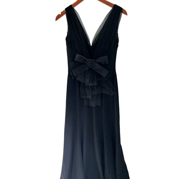 PAULE KA Evening Gown Elegant Black Sleeveless Dress V-Neck & Bow Detail - Picture 7 of 15